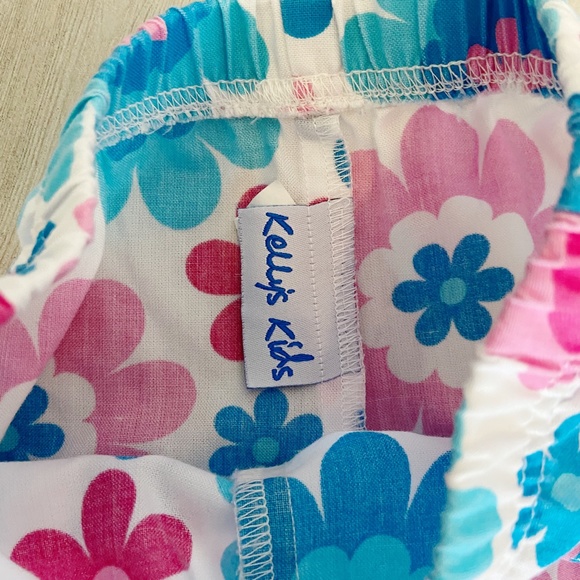 Kelly's Kids | Girls Baby White Pink and Blue Floral Pants | Size: 12M - Picture 3 of 5